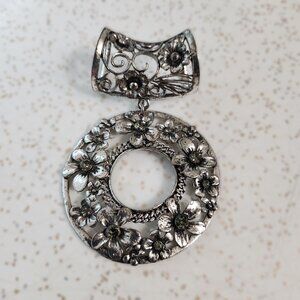 Flower & Rhinestone Scarf Pendant